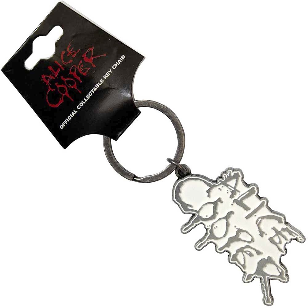Alice Cooper - Dripping Logo Sleutelhanger - Wit/Zilverkleurig